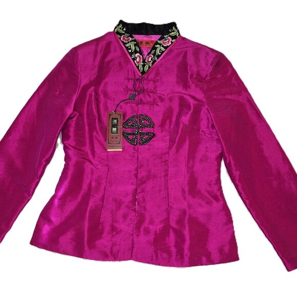 NWT Hai Tom Chinese Top Embroidered Collar Frog Button Jacket Hai Tom Women's M - Picture 1 of 15